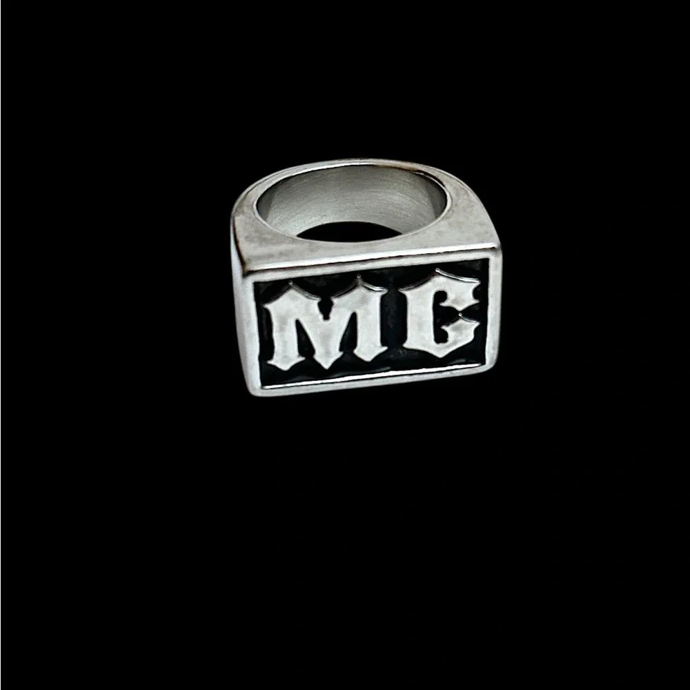 Set of 3 316L Stainless Steel Roaring Lion, Skull & MG Mens‎ Ring size 8.5
